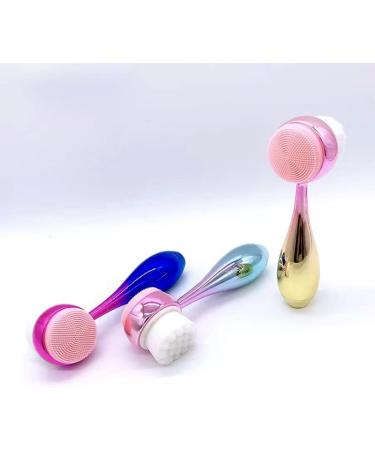 Buy 2 in 1 Double-Sided Facial Cleansing Brush - Soft Bristles in Electroplated Pink-Blue | International Shipping - Buy Online on GoSupps.com