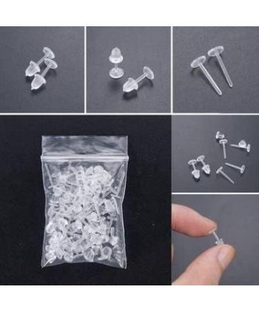 Elfstone 3mm Invisible Plastic Earrings Blank Pins Stud Tiny Head Findings  DIY Supplies (200 pieces/100 Pairs)