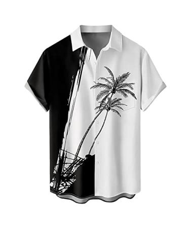 Hawaiian Shirt for Men,Men's Short Sleeve Button Down Vintage Bowling Shirts Hawaiian Beach Casual Shirt Summer Tops A-apurple X-Large