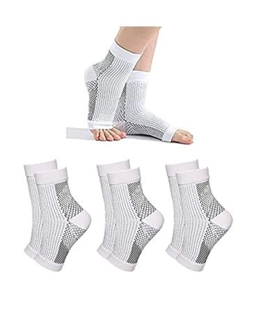 Neuropathy Socks for Women and Men 3Pairs Soothe Relief Socks for Neuropathy Pain Women Comprex Ankle Sleeves Plantar Fasciitis Ankle Swelling Relief (White XX-Large) XX-Large White
