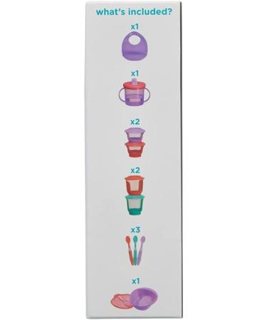 Vital Baby Nourish Start Weaning Kit - 9 Piece Set for Baby Led Weaning - Spoons Pots Bowl Cup & Bib - BPA Free - Bright Colours - Buy Online on GoSupps.com