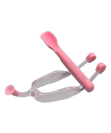 Contact lens tweezers and spoon set silicone caps soft rounded spoon travel size safer option complete tools for handling contact lenses (pink)