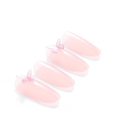 Brishow Short Pink Butterfly Press-On Coffin Nails - 24 Acrylic Nails for Women & Girls - International Shipping Available - Buy Online on GoSupps.com