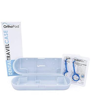 OrthoKey OrthoPod Dental Travel Case For Toothbrush & Toothpaste + 2 Clear Removable Invisalign Aligner/Retainer/Braces Remover/Removal Grabber for Teeth Portable Care For Traveling Sterile Storage