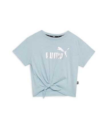 PUMA Girls ESS+ Logo Knotted Tee G T-Shirt 176 Turquoise Surf