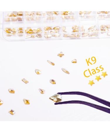 2680 Pcs Champagne Gold Rhinestones Nail Gems for Nail Art Glass Crystals Nail Rhinestones Shiny Assorted Shape Flatback Face Gems with Rhinestones Picker and Tweezers Nail Art Tools - Buy Online on GoSupps.com