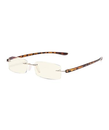 Eyekepper Blue Light Blocking Rimless Reading Glasses - Small Frameless Reader for Women with Tortoise Arm +2.50 Tortoise Arm 2.5 x