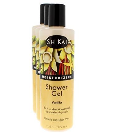 Shikai - Daily Moisturizing Shower Gel Rich in Aloe Vera & Oatmeal That Leaves Skin Noticeably Softer & Healthier Relief For Dry Skin Gentle Soap-Free Formula (Vanilla 12 Ounces Pack of 3) Vanilla 12 Fl Oz (Pack of 3...