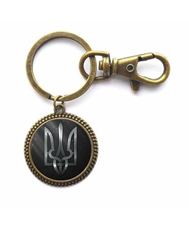 Ukrainian Key Ring and Keychain,ukrainian tryzub charm,Ukrainian Trident Keychain,Trident  Key Ring,Ukrainian charm Keychain