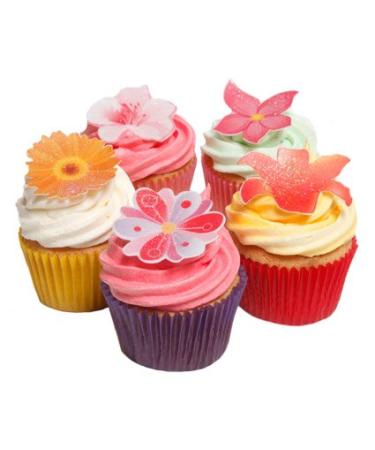 24 Beautiful 2D Summer Flower Wafer Cake Toppers- Edible Unique & Gorgeous!