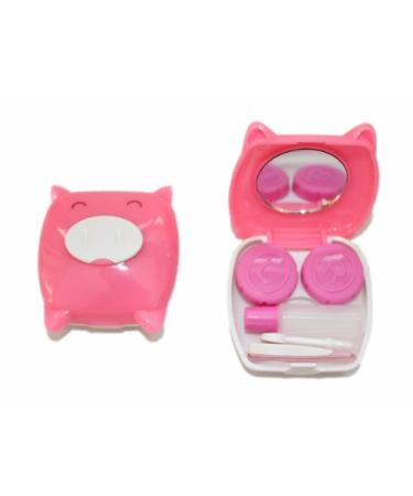 Contact Lens Case Storage Container Case Set Mirror Mini Pig Pink