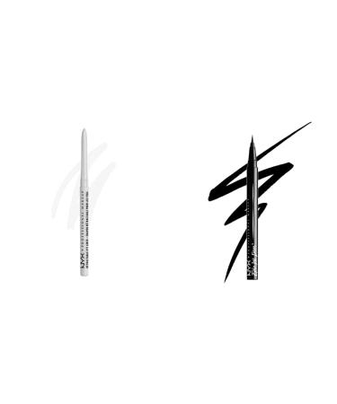 NYX PROFESSIONAL MAKEUP Mechanical Eyeliner Pencil White & Epic Ink Liner Waterproof Liquid Eyeliner - Black Vegan Formula White Eyeliner + Liquid Eyeliner