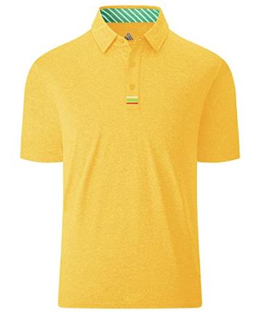 V VALANCH Men's Polo Shirts Sport Casual Short Sleeve Golf Polo Moisture Wicking Collared Tennis T-Shirt Large A017-yellow