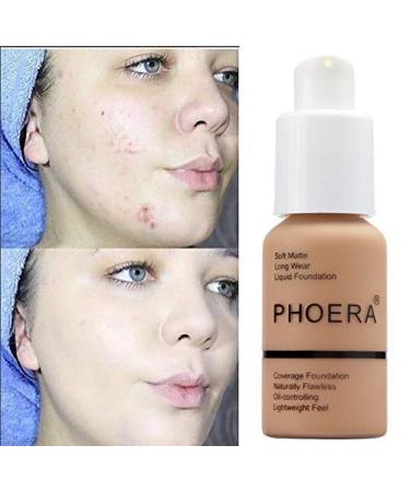 2 Pack PHOERA Full Coverage Foundation and 24HR Matte Oil Control Concealer Set (101 Porcelain) - Long Lasting Flawless Finish - 30ml - Buy Online on GoSupps.com