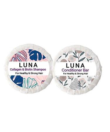 Luna Collagen & Biotin Shampoo and Conditioner Bar Set - Nourishing Hair Care for All Hair Types | Eco-Friendly & Sulfate-Free - Buy Online on GoSupps.com