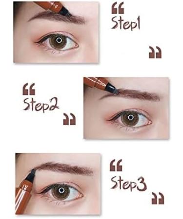  PiurUf Eyeliner Waterproof Four-Eye Eyeliner Pen with Claw Tip Natural Eyebrow Tint Fork Tip Pencil Eyebrow Tattoo Durable Easy to Use Cosmetics Eyeliner Black (Gray Brown) - Buy Online on GoSupps.com