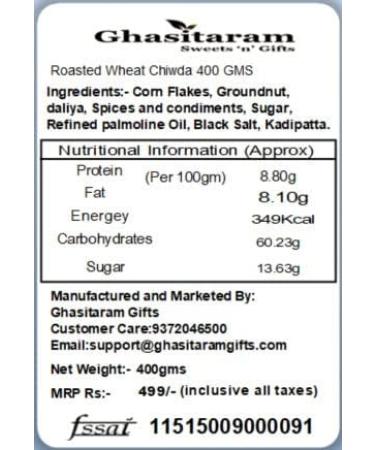 Jaiccha Ghasitaram Roasted Wheat Chiwda 400 GMS |Diwali Holi Rakhi Valentine Christmas Birthday Anniversary Gift for Her Him Mothers Day Fathers Day| - Buy Online on GoSupps.com