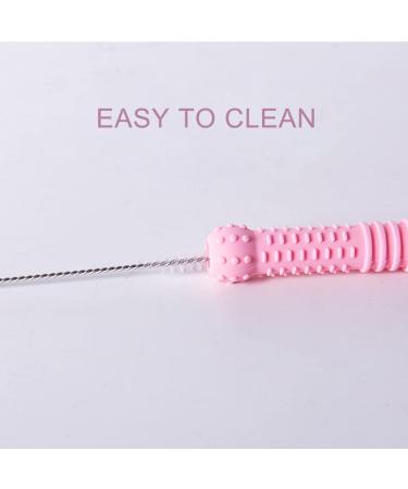 2-Pack Silicone Baby Bite Rings - BPA-Free Dental Aids with Cleaning Brush - Organic Pink & Green Unisex Teething Tubes - Buy Online on GoSupps.com