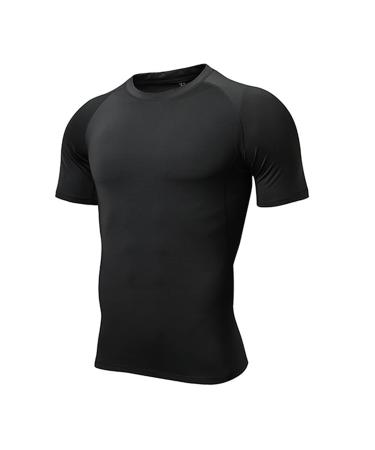 Atractivoll sports shirt men fitness shortarm breathable activewear running shirt fitness studio quickly drying training t-shirt for marathon m black