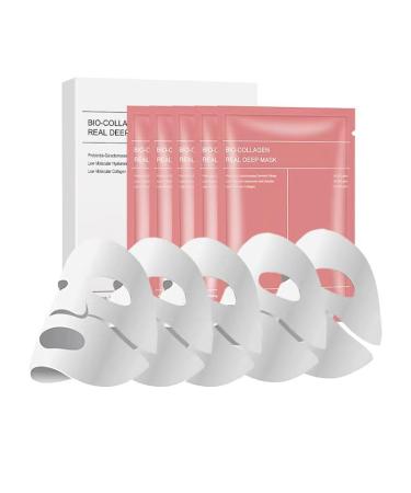 Masque Collagene Bio Bio Collagen Face Mask Masque Visage Hydrogel Apaisant Deep Hydrating Overnight R duit les Ridules Am liore I' lasticit Soin Visage Nourrissant R parateur 5PCS