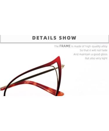 Cat-Eye Lightweight Blue Light Blocking Readers for Women | UV Protection Large Reading Glasses +350 Red - Buy Online on GoSupps.com