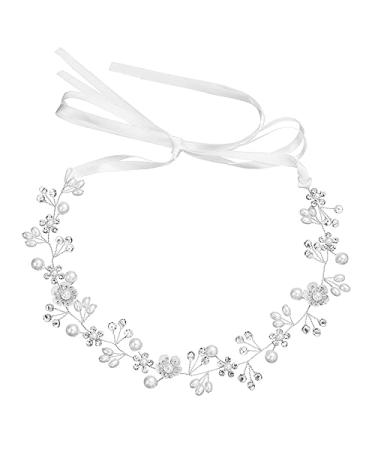 HJYHYN Crystal Pearl Bridal Headband - Bohemian Leaf Hair Vine Flower Wedding Accessories (Silver) - Buy Online on GoSupps.com