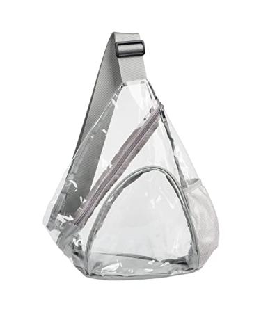 HULISEN Clear PVC Sling Bag Stadium Approved Backpack with Adjustable Strap Grey