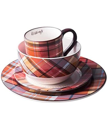 British Plaid Cutlery Set Home Steak Salad Plate Ceramics Small Bowl Dish Plate Western Tableware Kitchenware