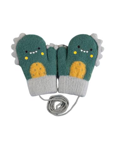 YLYMWJ Toddler Mittens on String Thicken Fleece Knit Gloves Cartoon Magic Gloves Thermal Outdoor Mittens for Newborn Infant Aged 1-4 13.5*7cm/5.3*2.7inch Dark Green