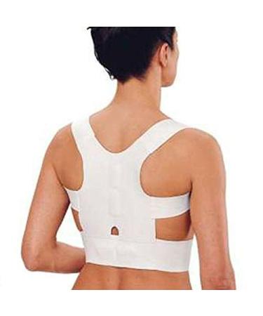 Back Brace Posture Corrector with 12 Magnets Mini Adjustable Support Brace for Improves Posture and Provides Lumbar Support and Lower and Upper Back Pain Unisex (White M)
