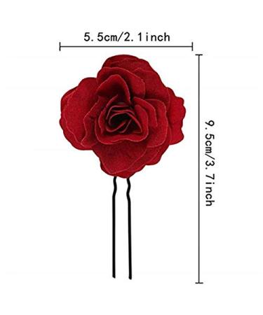 Elegant Red Rose Bridal Hair Clips - Set of 4 | 2018 Wedding Hair Accessories for Women and Bridesmaids - Buy Online on GoSupps.com
