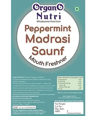 AOZA Organo Nutri Peppermint Mouth Freshener Sweet Madrasi Saunf (450 g) - Buy Online on GoSupps.com