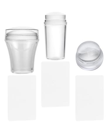 Healeved 3 Sets Nail Art Silicone Stamp Nail Stencils for Nail Art Reusable Silicone Spatula Turner French Tip Nail Tool French Nail Stamper Nail Stamp Kit Plastic Miss Template Frosted