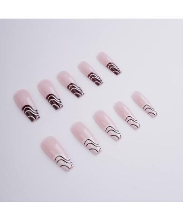 Xerling French Glitter Rhinestone Press-On Nails | Blue Heart Coffin Design | Long Fake Nails for Women & Girls | 24Pcs - Buy Online on GoSupps.com