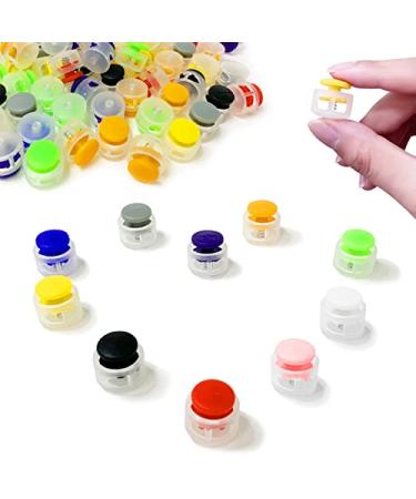 Rhsemi 100pcs Plastic Round Cord Locks Toggle Hole Spring Stop Fastener Spring Fastener Cord Lock Hole Round Toggle End for Backpacks Lanyard Clothes Shoes DIY Handmade(10 Colour)