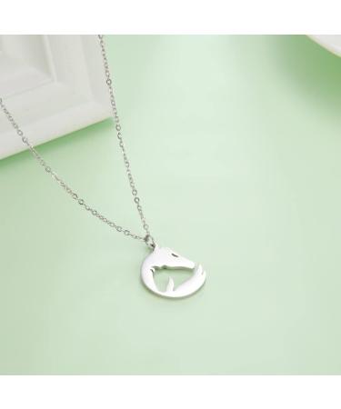 TEAMER Stainless Steel Pet Pendant Necklace - Cute Jewelry for Women | Dog Cat Horse & Fox Design - Silver Chain - Buy Online on GoSupps.com