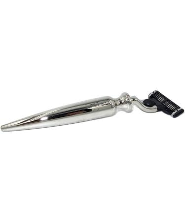 NSNT Exquisit Men's Shaving Brush Set - Alloy & Natural Roof Hair - Silver Safety & Soap Cup Holder | 15x16cm - Buy Online on GoSupps.com