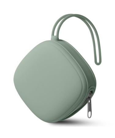 Aolso Dummy Holder Case Silicone Dummy Holder Case Baby Dummy Holder Case Square Pacifier Holder Case Portable Soother Pods for Baby Baby Pacifier Case for Travel Home (Green) Light Green
