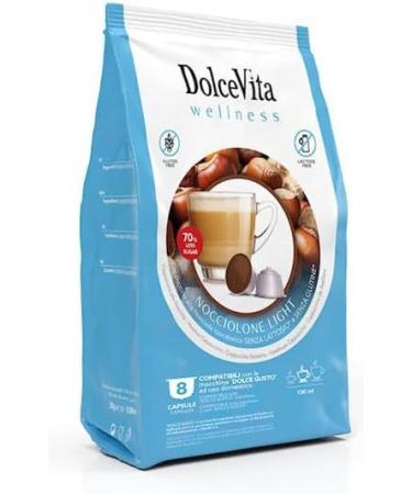 DOLCE VITA Dolce Gusto Compatible Hazelnut Light Pods Caff Latte Elegance with a Hazelnut Twist 16 Pods for Instant Sweet Velvety Delight. Low-Calorie Medium Roast 2pack - Buy Online on GoSupps.com