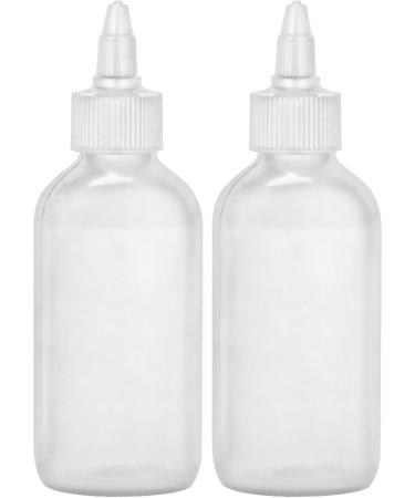 BRIGHTFROM Twist Top Applicator Bottles, Squeeze 4 OZ Empty Plastic Bottles, Refillable, Open/Close Nozzle - Multi Purpose (Pack of 2)