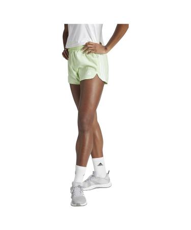 adidas Women's Pacer Training 3-Stripes Woven High-Rise Shorts Casual M 3 inch semi green spark/white