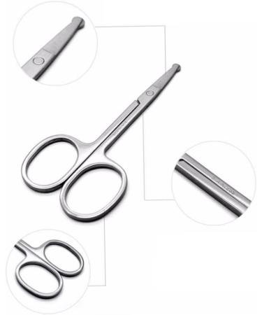 Facial Hair Scissors Solid Stainless Steel Scissors Round Safety Scissors for Eyebrows Eyelashes Nose Hair Ear Hair Mustache Trimming Facial Hair Scissors - Buy Online on GoSupps.com