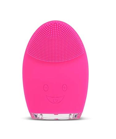 QGT Mini Electric Face Cleansing Brush Rechargeable Silicone Facial Cleansing Deep Pore Cleaning Water-Resistant Vibrating Massager(Rose Red) (Color : Rose Red)