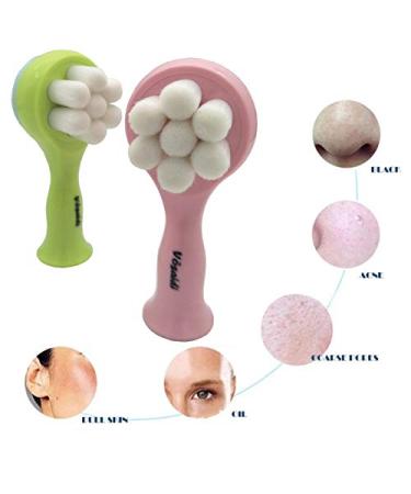 V saidi Manual Facial Cleansing Brush - Dual Face Brush for Sensitive & Dry Skin - Gentle Pore Cleansing Tool (Green) | International Shipping - Buy Online on GoSupps.com