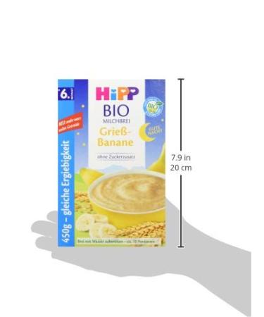 Hipp Organic Milk Porridge without Added Sugar - Good Night GrieÃ Banana for 6+ Months - 4 Pack (4 x 450g) - Nutritional Baby Food - Buy Online on GoSupps.com