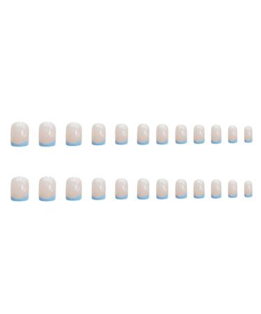 Medium Press on Nails | Full Cover Acrylic Stick on Nails for Women & Girls | French Blue | 1 Count - Buy Online on GoSupps.com