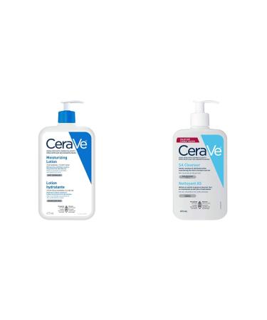 CeraVe Daily Moisturizing Lotion + Face Moisturizer + Hand Cream | Renewing SA Smoothing BHA Exfoliant (Cleanser) Regular Body Lotion + Acid Cleanser