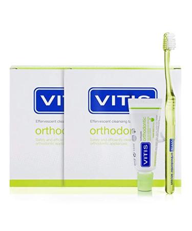 Vitis VITIS Pack of 2 orthodontic cleaning tablets with effervescent retention and 15ml Vitis orthodontic toothpaste + Vitis orthodontic toothbrush