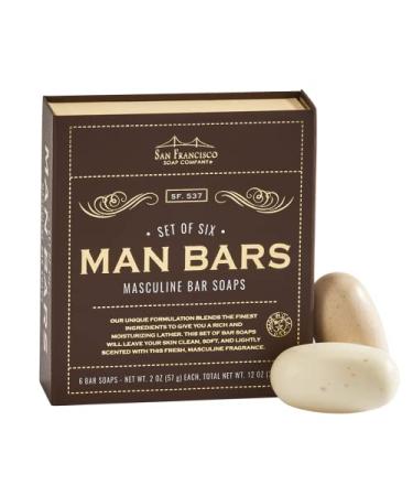 San Francisco Soap Men Soap Gift Set | 6 Piece Man Bar Gift Set Natural Manly Fragranced 2 Ounce (Pack of 6)