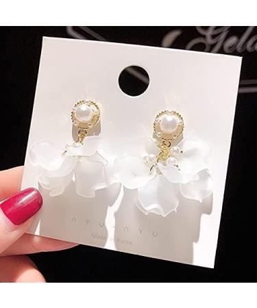 Fashion Earrings Flower Drop Earrings Ladies Fashion White Acrylic Pendant Earrings Christmas Party Banquet Earrings Jewelry Dainty Earrings Fashion Accessories - Buy Online on GoSupps.com